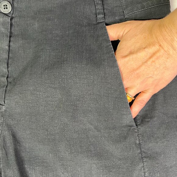 Annette Gortz Size 42 (US 12) Black Cuffed Pants Stretch Linen Blend - Picture 6 of 9